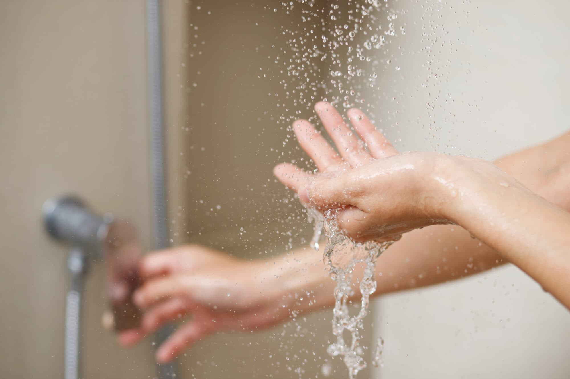 Soft water rinsing cleanly in a home shower